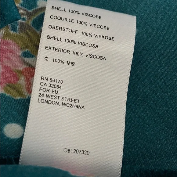 Anthropologie Teal Floral Blouse Pink Floral Print & Polka Dots Size Medium - Picture 9 of 10